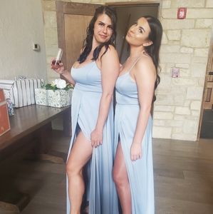 Davids bridal dusty blue bridesmaid dress